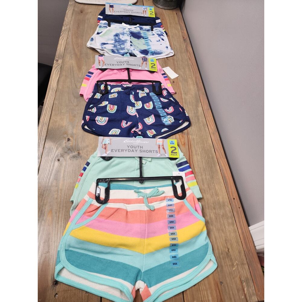 Eddie Bauer Kids Girls Youth Everyday Shorts 6 Pair Size S 6/6X